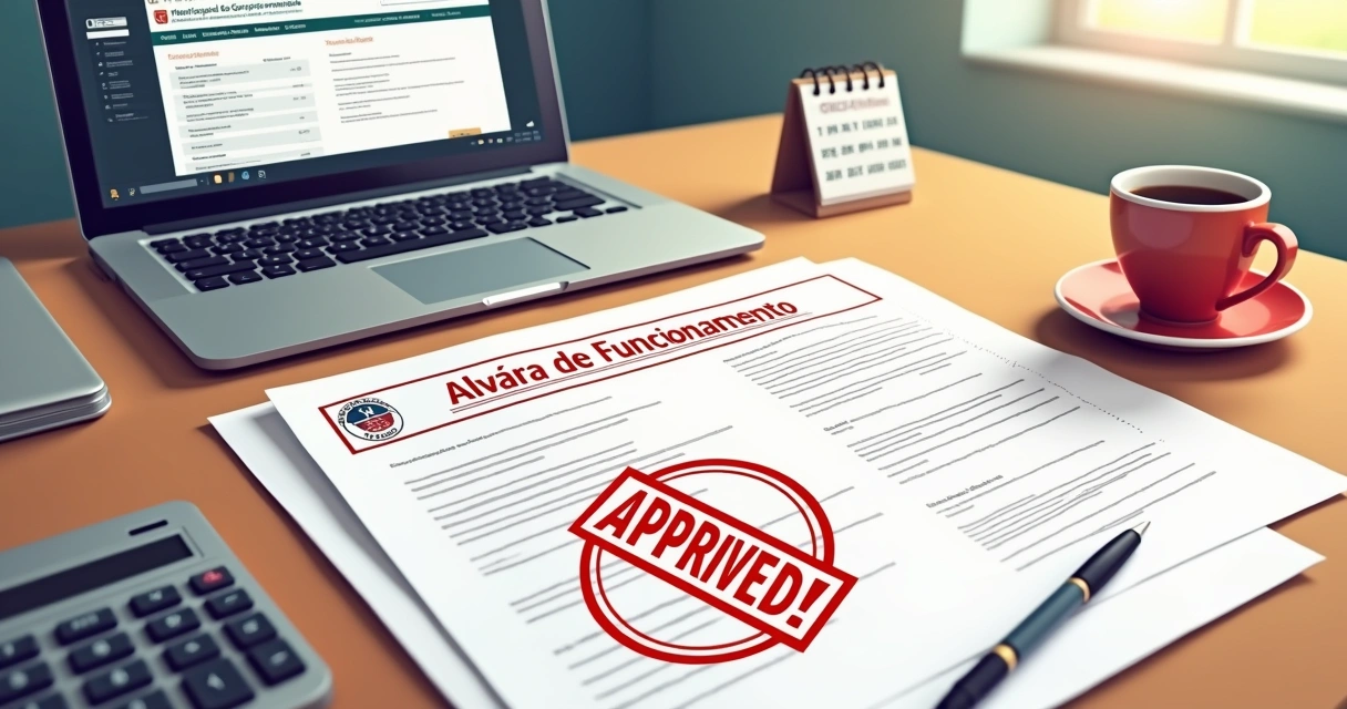 Documentos e carimbo oficial para obtenção de alvará de funcionamento