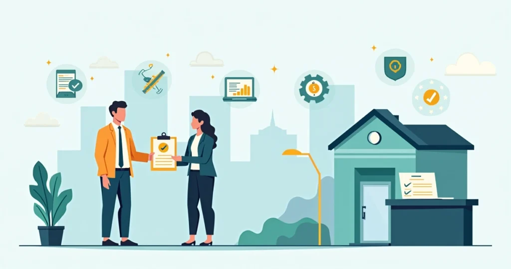 Ilustração de empresário recebendo alvará de funcionamento em São Paulo